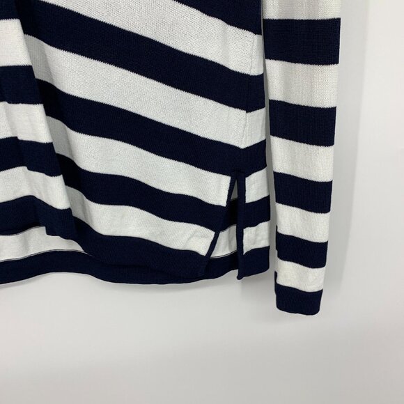 Jones New York Knit Top Blue White Stripe VNeck Long Sleeve - Picture 4 of 7